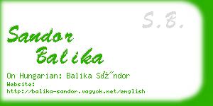 sandor balika business card